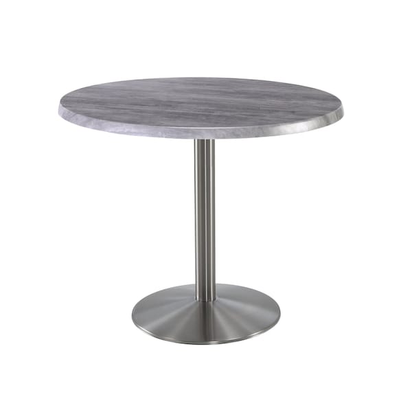 36" Tall OD214 Stainless Steel Table Base 22" Diameter 36" Diameter Greystone Top
